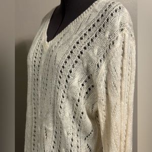 Canyon River Blues Open Cable Knit V-Neck Sweater